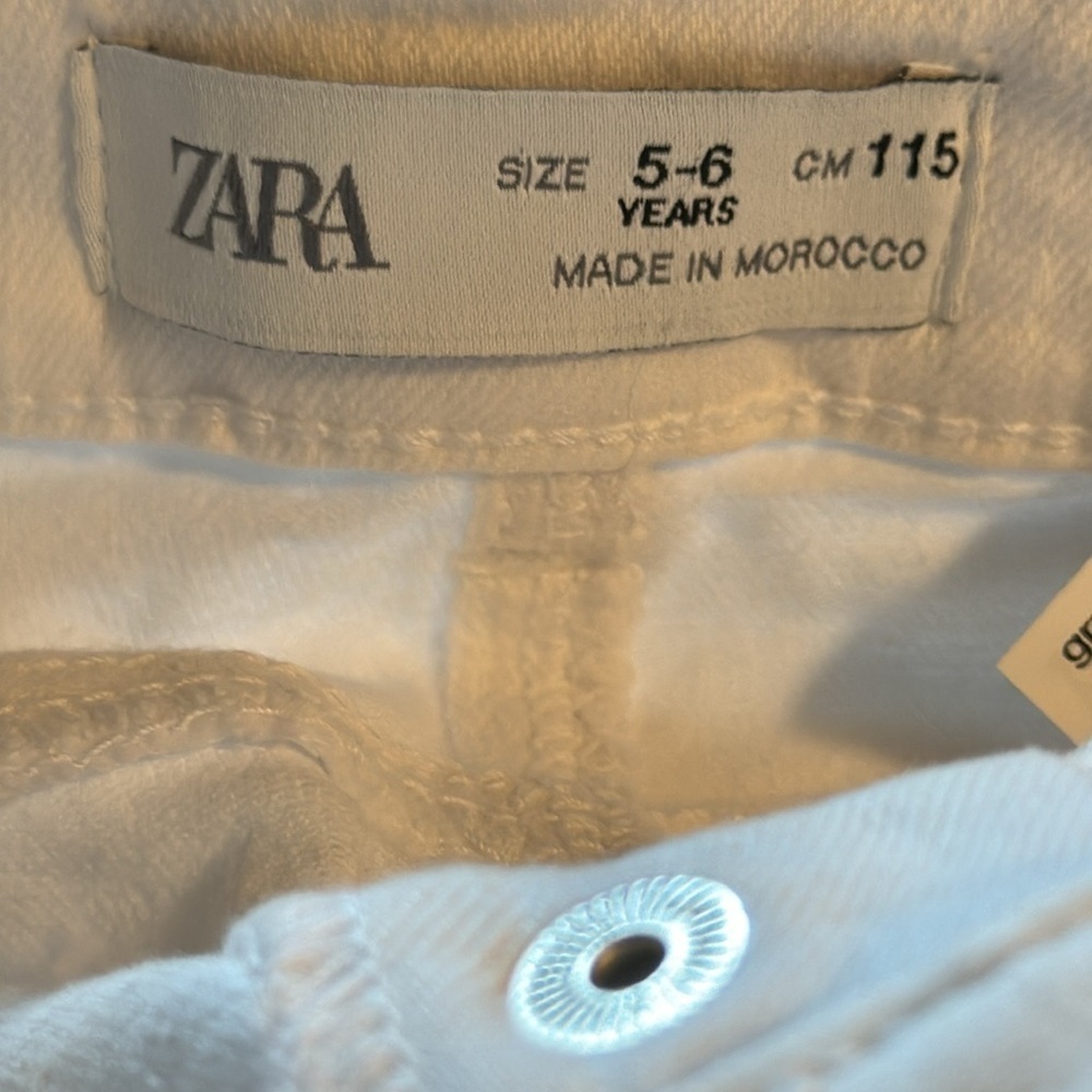 ZARA white button‎ fly frayed hem slim jeans kids Sz 5-6 Years new - Picture 3 of 4